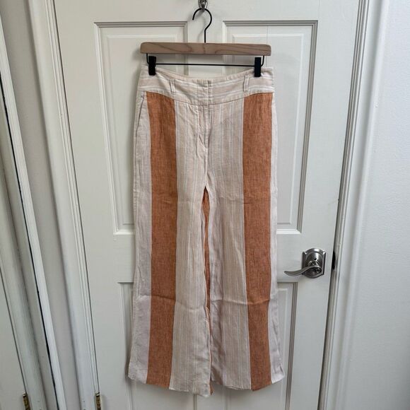 ett: twa Anthropologie Striped Linen Wide Leg Pants Size 4 - Picture 4 of 7